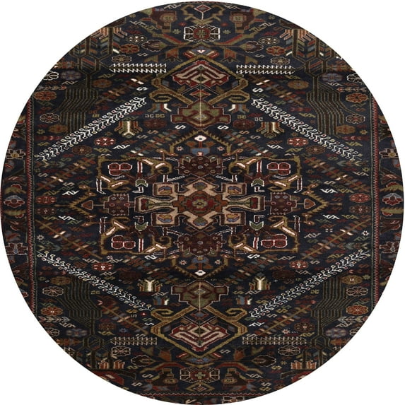 Ahgly Company Indoor Round Contemporary Mid Gray Abstract Area Rugs, 7' Round