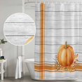 thumbnail image 5 of Orange Pumpkin Shower Curtain, Waterproof Shower Curtains for Bathroom, Thanksgiving Fall Maple Leaves Stripe Washable Fabric Bathtub Curtain Set Bath Decor with 12 Hooks Standard 72"x72", 5 of 8