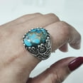 thumbnail image 4 of Blue Copper Turquoise Mans Ring, Natural Copper Turquoise Ring, Silver Jewelry, 925 Silver Ring, Birthday Gift, Heavy Mens Ring, Arabic Design, Ottoman Style Ring, Christmas, Turkey Mens Signet Ring, 4 of 8