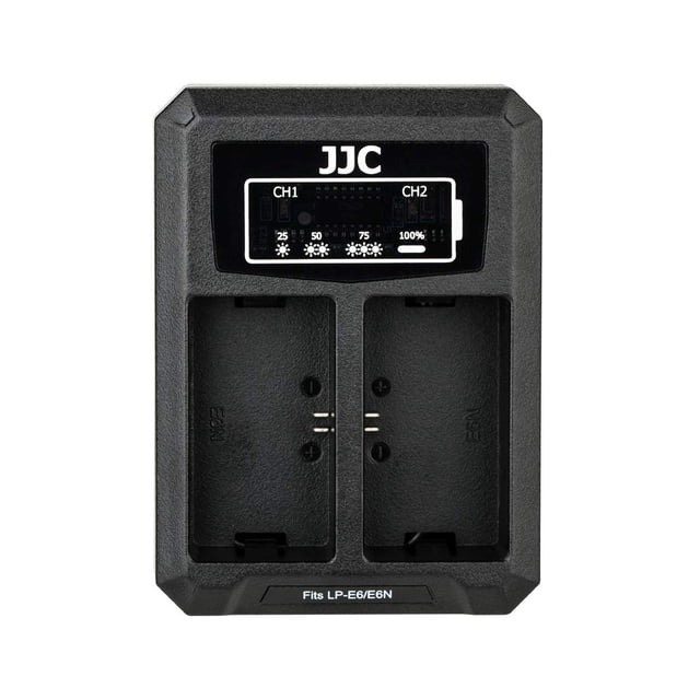 Cargador de batería JJC LP-E6 USB de doble ranura para cámaras Canon