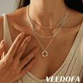 thumbnail image 5 of VEEDOFA 3-Piece Silver Plated Layered Necklace Set for Women, 5 of 5