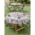 thumbnail image 3 of Outdoor Tablecloth with Umbrella Hole and Zipper, Easter Round Table Cloth 60 Inch Waterproof Tablecloth, Spring Cute Colorful Eggs Bunny Flower Plant Picnic Table Cover for Patio Camping, 3 of 7