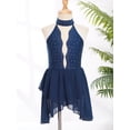 thumbnail image 3 of RUNQHUI Robe de Danse Lyrique pour Filles Enfants Sans Manches Dos Nu avec Strass Bleu Marine 8, 3 of 7