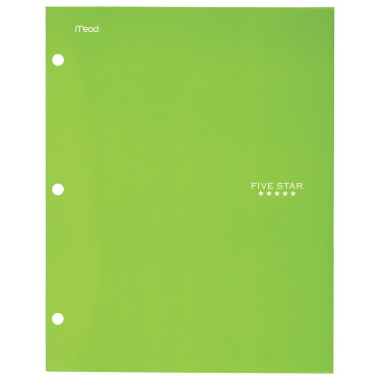 Five Star 4 Pocket Plastic Folders 4 Pack - Water Resistant Organizers Black Blue Red Green