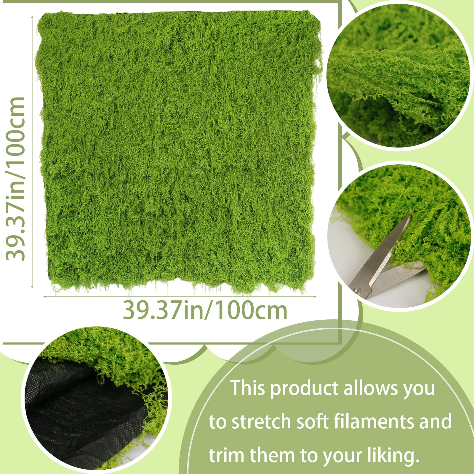 Artificial Moss Mat - Faux Moss Roll for Fairy Gardens, Terrariums, Crafts, and Green Wall Decor (Light Green)