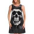 thumbnail image 1 of Fotbe Black White Hat Skull Vestido de Verano sin Mangas para Mujer – Vestido Midi Línea A, Estilo Camiseta Floral, Vestido Playero Casual y Fluido, 1 of 7