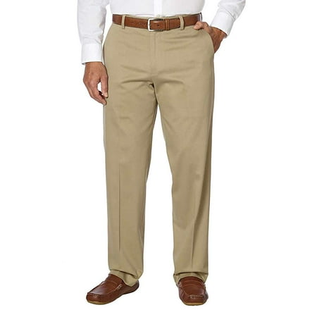 Kirkland Signature Mens Non-Iron Comfort Pant (Khaki, 36W x 32L) -