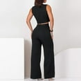 thumbnail image 4 of ZyeKqe Womens 2 Piece Lounge Outfits Sleeveless V Neck Crop Top Wide Leg Pants Summer Dressy Casual Sets, 4 of 8