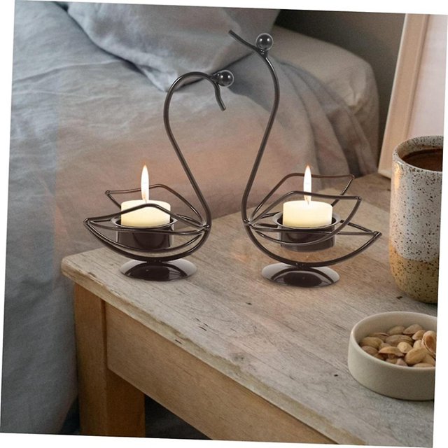 Candelabro de hierro DENGXMXG forma de cisne soporte para velas decoración de mesa