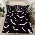 thumbnail image 3 of Manfei Kawaii Pink Bat 3-Piece Twin Sheet Set, Gothic Halloween Bedding, 3 of 8