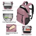 thumbnail image 5 of JIALIOU 14" Laptop Backpack Waterproof Airline Approved Stylish Casual Daypack for Travel Business College Work, Dusty Rose, 5 of 8