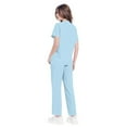 thumbnail image 4 of WTOBBY Women's Quick-Dry Short Sleeve V-Neck Scrubs Set with Pockets, Solid Color Nursing Uniform, 2-Piece Medical Workwear for Healthcare Professionals, Comfort Fit,Light Blue XL, 4 of 7