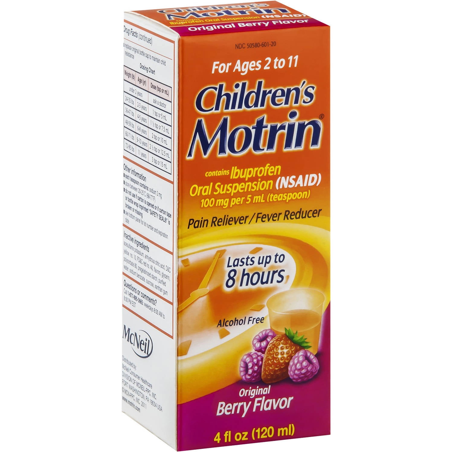Motrin Children's Berry Pain Reliever/Fever Reducer, 4 OZ (Pack of 6