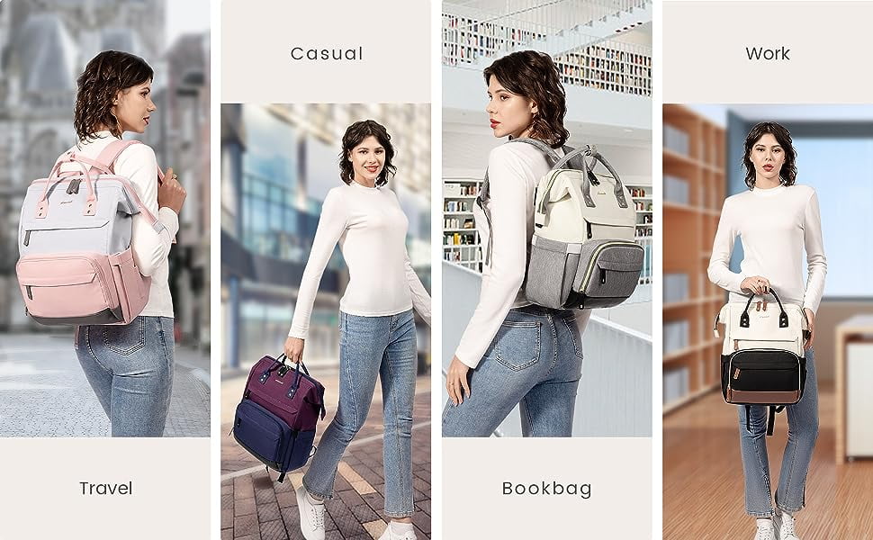 Lovevook Laptop Backpack, 15.6" Women Work Backpack Purses with USB Port, Waterproof Casual Daypack Travel Backpack, Large Fashion Teacher Nurse College Bookbag