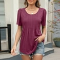 thumbnail image 2 of Summer Tops With Short Sleeves for Women Over 50 Grey Shirts for Women Dressy Casual Plus Basic Fitted Cropped Tees Clearance Deals, 2 of 7