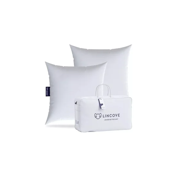 Lincove Throw Pillow Insert - Canadian-Made, 100% Cotton, Down-Alternative, Hypoallergenic - Decor Pillow, 2 Pack, 12"x12"
