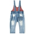 thumbnail image 2 of KIDSCOOL SPACE Baby Little Boys girls Water Washed Ripped Soft Denim Overalls,18-24 Months, 2 of 6
