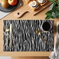 thumbnail image 2 of Black Striped Placemats Set of 8, Retro Wave Lines Texture Simple Placemats for Dining Table, Place Mats for Kitchen Tabletop, Waterproof Wipeable Dining Table Mats Set, 2 of 9