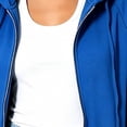 thumbnail image 4 of Women's Hooded Mid Length Zip up Sweatshirt Jacket, Raglan Sleeve Loose Casual Long Sleeve Cardigan Coat with Pockets Fall Winter Outwear Blue XL, 4 of 6