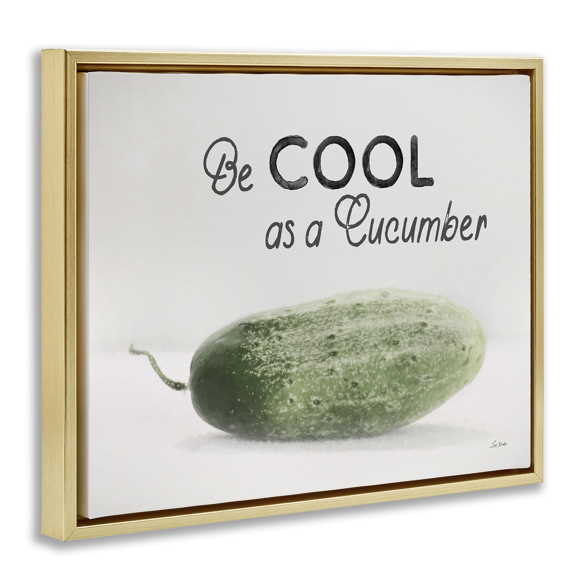 Stupell Industries Cool As A Cucumber Food & Beverage Painting Gold Floater Framed Canvas Art Print Wall Art, 21 x 17