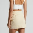 thumbnail image 7 of Sngxgn Womens High Waist Bodycon Mini Short Skirt with Slit(Beige,S), 7 of 7