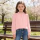 thumbnail image 4 of Crop Top Camisas de Manga Larga para las Mujeres Color Sólido Fleece Elástico de Manga Larga Puño Plegado Cuello Dulce Y Adorable Camisas de Niños para Niños Camisas de Manga Larga para Niños, 4 of 6