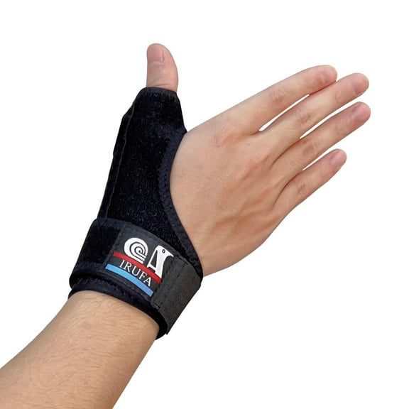 Irufa 3D Breathable CMC Joint Thumb Splint latex free with Air cushion effect, Black, Regular, 1 Count