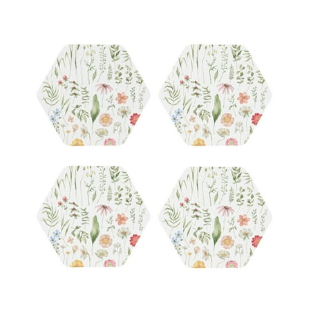 

Tideii Wildflower Watercolor 2 for Leather Coasters 4 Pieces Anti-fouling and Anti-scalding Decorative Coasters Suitable for Restaurants Kitchens Coffee Shops-Hexagon