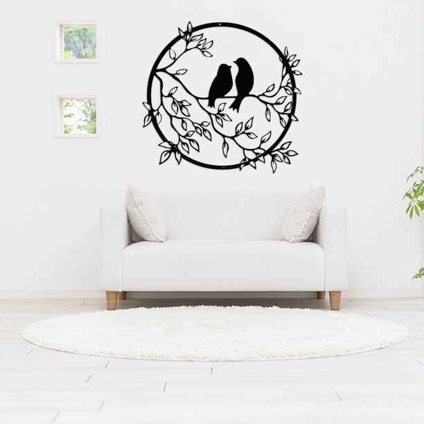 Déco Murale Minimaliste En Métal Avec Branche Et Oiseau - Pièce Unique Faite Main