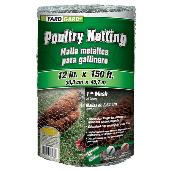YardGard 12" x 150’ 1 inch Mesh Hexagonal Poultry Netting Wire Fence
