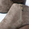 thumbnail image 6 of FRSASU Womens V Cut Wedge Ankle Booties Zip-up Closed Toe Stacked Heel Faux Suede Winter Boots On, 6 of 9
