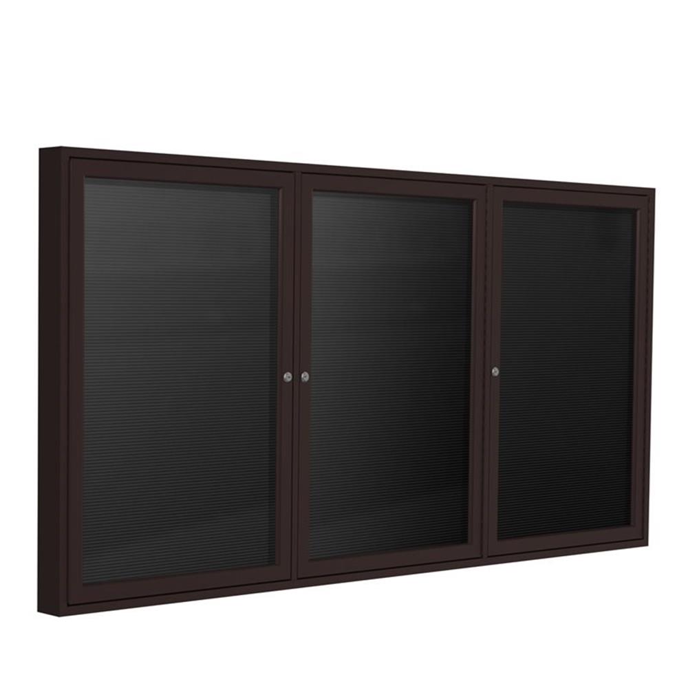 Ghent's Vinyl 36" x 72" 3 Door Enclosed Flannel Letterboard in Black
