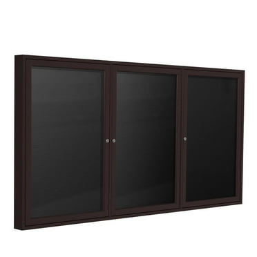 Ghent's Vinyl 36" x 72" 3 Door Enclosed Letterboard in Black