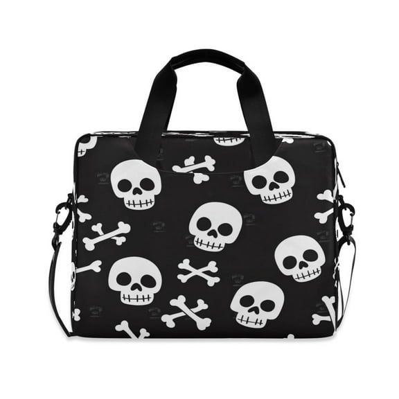 16inch Laptop Briefcase, Business Laptop Bag with Detachable Strap & Padded Compartment, Water-Resistant Polyester，A Skull