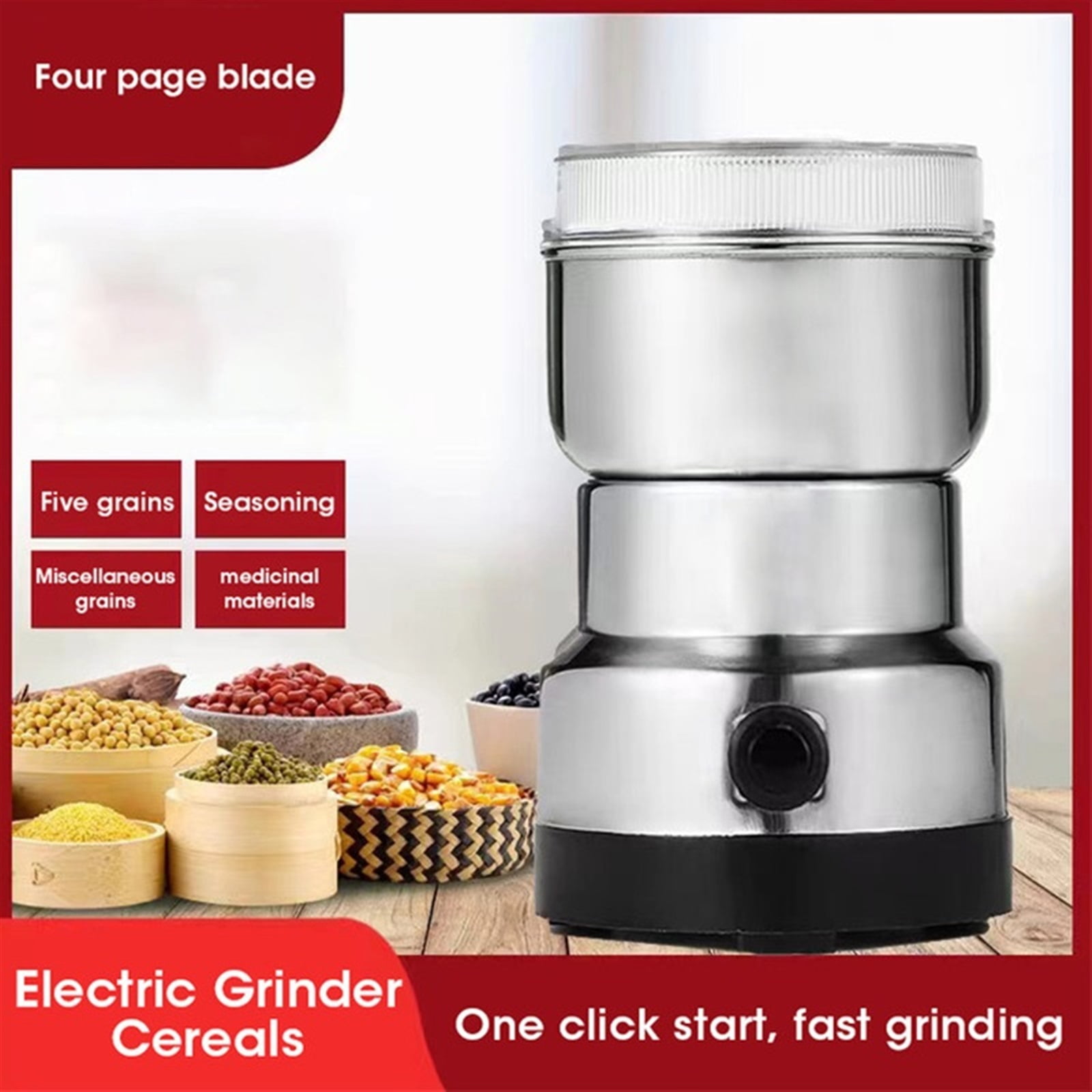 Electric Grinder Kitchen Cereal Nuts Beans Spices Grains Grinder Machine Four Edged Blade Multifunctional Home Coffee Grinder ,Friendly Design