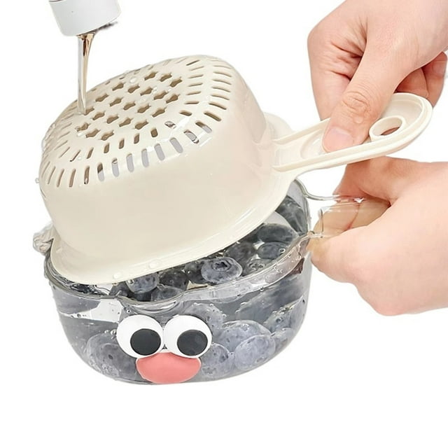 Colador de frutas pequeño, contenedor colador de enjuague de frutas, cesta de corte y drenaje de verduras de doble capa, tazón de sandía con colador