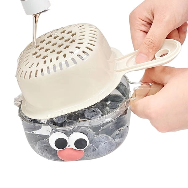Colador de frutas pequeño, contenedor colador de enjuague de frutas, cesta de corte y drenaje de verduras de doble capa, tazón de sandía con colador