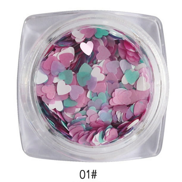 Accesorios para decoración de uñas, 7 g, mezcla de corazones finos, purpurina para uñas, decoración de uñas en gel.