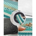 thumbnail image 3 of Shag Bath Rugs Aqua Retro Floral Striped Plush Soft Fluffy Doormat Floor Carpet,Non-Slip Living Room Bedroom Kitchen Entryway Door Mats Ethnic Bohemia Style, 3 of 6