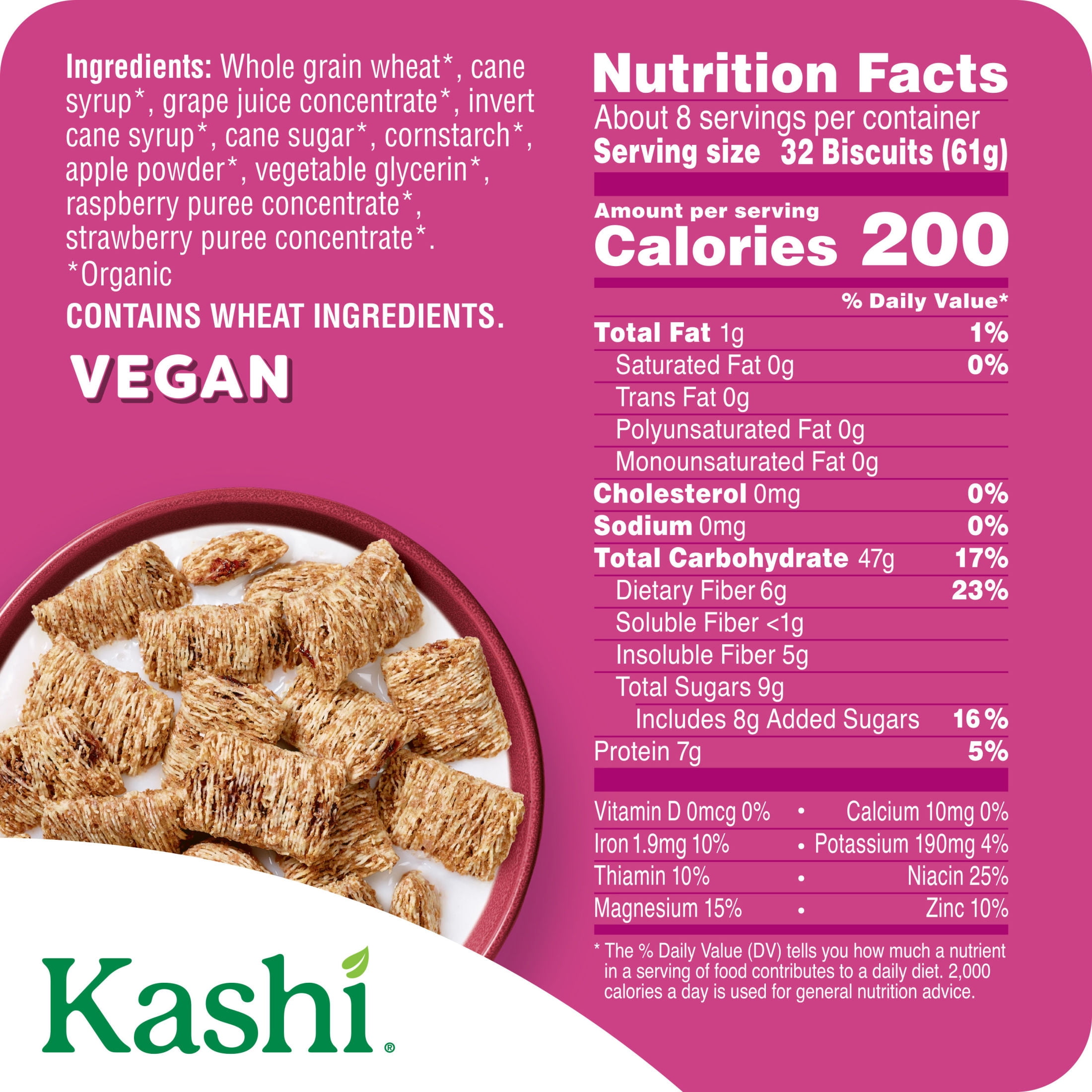 (8 pack) Kashi Berry Fruitful Breakfast Cereal, Organic, 17.2 oz
