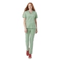 thumbnail image 5 of Mediclo Women's Medical Scrub Pants – Jura Slim Fit 4 Pockets Elastic Drawstring Waist Eco Friendly Sustainable FYSEL Fabric Workwear Sage Green FB2050RSAG06 M, 5 of 7