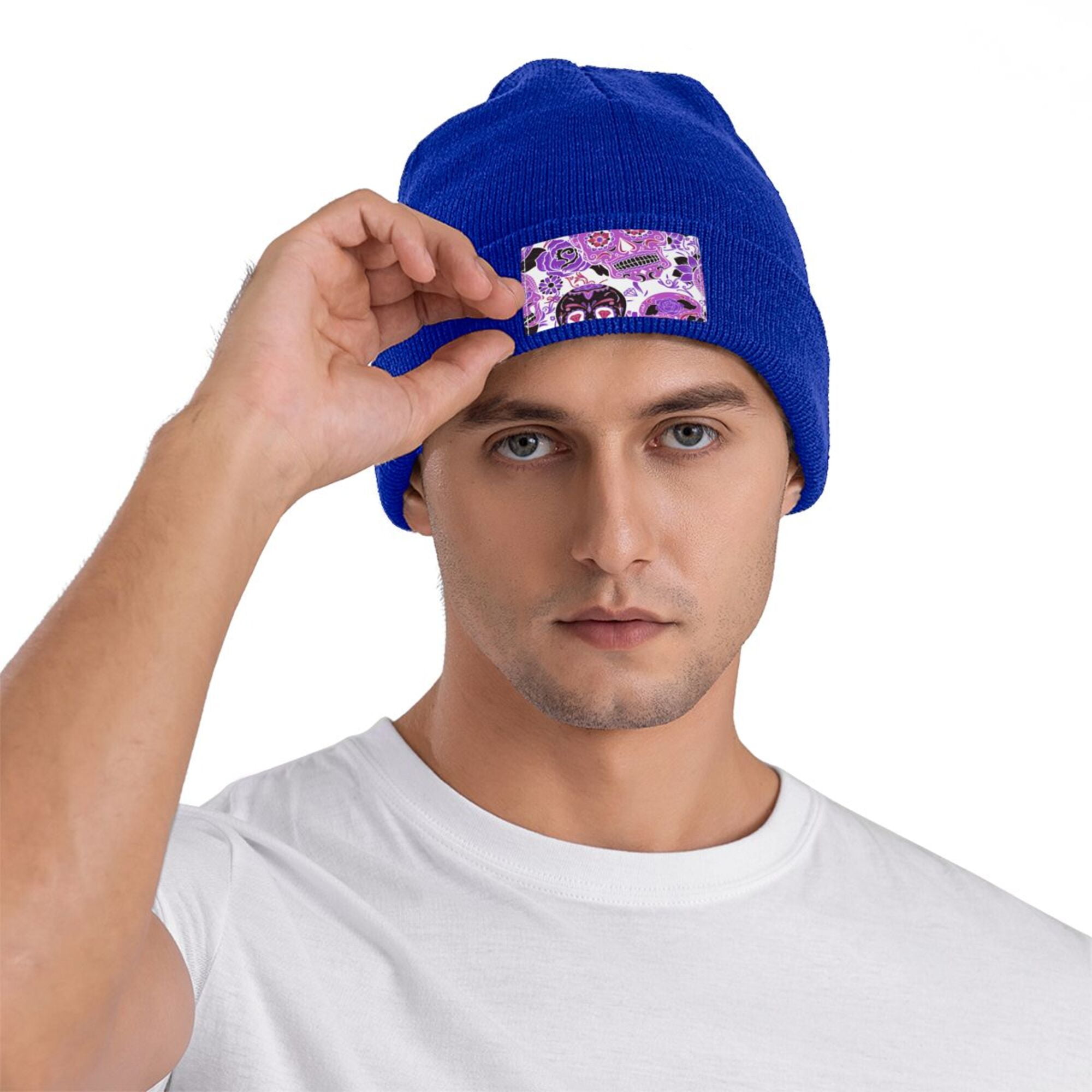 ZICANCN Gothic Purple Skeleton Skull Knit Beanie Hat, Winter Cap