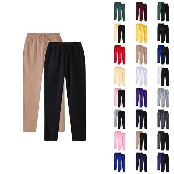 2 Pack Sweatpants for Men 2025 Fall Winter Straight Leg Drawstring Joggers with Pockets Mens Casual Pants Trousers