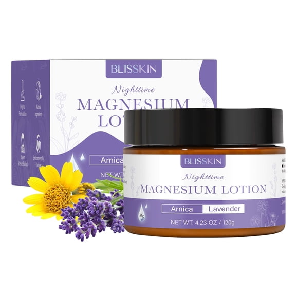 Soothing Nighttime Body Lotion: Magnesium & Arnica for Body Relaxing Infused with Shea Butter and Lavender Extract, 4.23oz