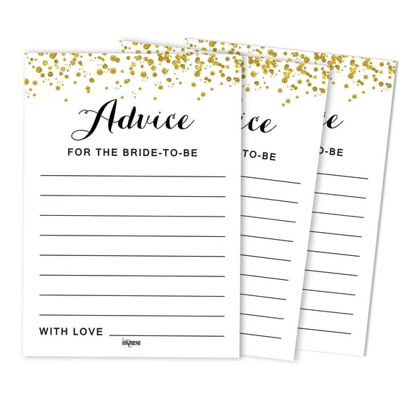 Inkdotpot Advice For The BrideCardsSet Of 50Gold ConfettiBridal Shower Activity Game