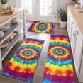 thumbnail image 2 of Rainbow Tie Dye Concentric Circles Kitchen Rugs Sets Of 3,Kitchen Runner Rugs Non Skid Washable,Decorative Kitchen Floor Mats for Kitchen,Sink,Laundry,17"x30"+ 17"x47" + 17"x59", 2 of 6