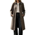 thumbnail image 3 of Hzzrkos Women's Plaid Long Trench Coat, Lapel Collar Button Front Long Sleeve Lightweight Casual Overcoat, Classic Check Pattern Outerwear for Fall and Winter, 3 of 6