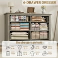 thumbnail image 6 of 47 in Wide Dresser for Bedroom with 6 Drawers, Drawer Dresser with Storage Freestanding, Wooden Closet Storage Chest for Living Room, Bedroom, Entryway, Gray, 6 of 8