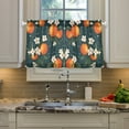 thumbnail image 2 of Yayeee Kitchen Curtains Tier Pair Light Filtering 27"x24" Rod Pocket Short Cafe Window Panel, Blue Floral Oranges, 2 of 7