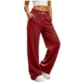 thumbnail image 5 of HomeDM Women's Sweatpants with Pockets Drawstring Wide Leg Red Athletic Lounge Pants Size XL, 5 of 7